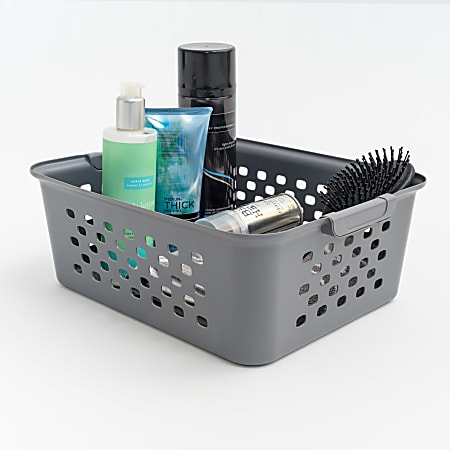 Iris® Plastic Storage Basket, Medium, 10-1/4”H x 12-7/16”W x 14-13/16”D, Gray