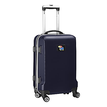 Denco Sports Luggage NCAA ABS Plastic Rolling Domestic Carry-On Spinner, 20" x 13 1/2" x 9", Kansas Jayhawks, Navy