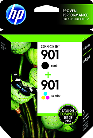 HP 901 Black And Tri-Color Ink Cartridges, Pack Of 2, CN069FN