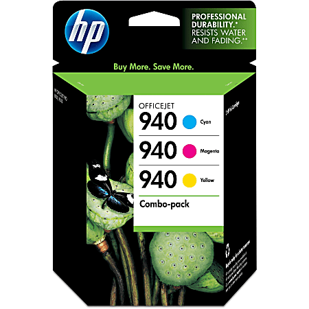 HP 940 Cyan, Magenta, Yellow Ink Cartridges, Pack Of 3, CN065FN
