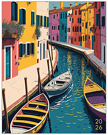 2026 Willow Creek Press Monthly Booklet Planner, 7-1/2" x 9-1/2", Colorful Canal, January To December, 58527