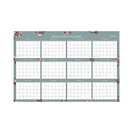 Blue Sky™ Laminated Academic/Regular Monthly Wall Calendar, 36" x 24", Greta, July 2022 to June 2023/January to December 2023, 136478