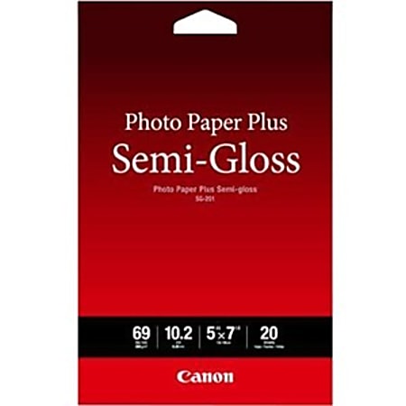 Canon® Photo Paper Plus Inkjet Print Photo Paper, Semi-gloss, 5" x 7", 69 Lb, White, 20 Sheets