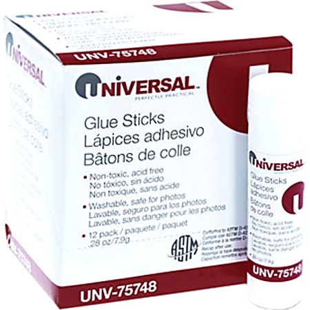 Universal Glue Stick - 0.28oz - 12 / Pack - White