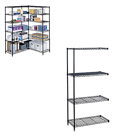 Safco® Industrial Wire Shelving Add-On Unit, 36"W x 18"D, Black