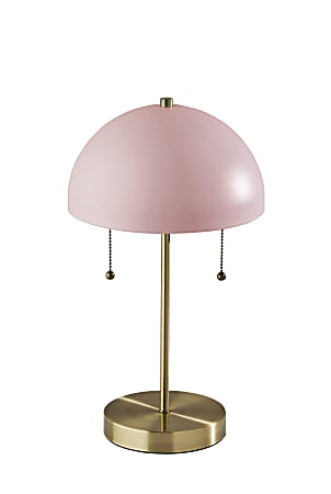 Adesso® Bowie Table Lamp, 18"H, Antique Brass Base/Pink Shade