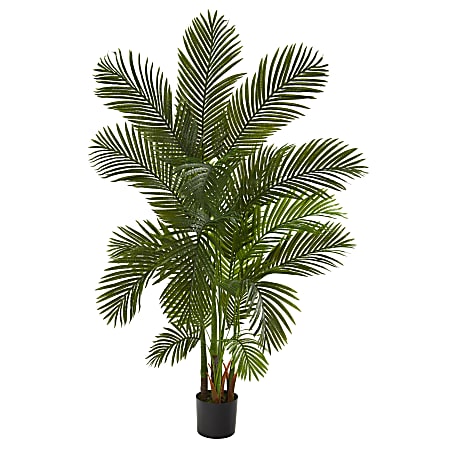 Nearly Natural Areca Palm 72”H Artificial Tree With Planter, 66”H x 33”W x 33”D, Green/Black