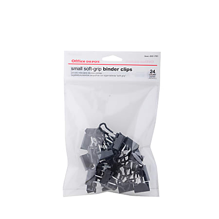 Office Depot® Brand Binder Clips, Small, 3/4" Wide, 3/8" Capacity, Black, Pack Of 24