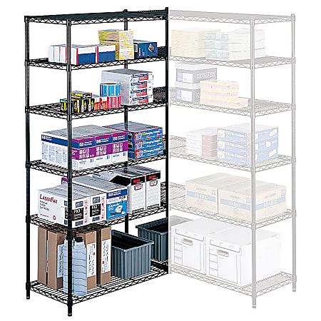 Safco® Industrial Wire Shelving Add-On Unit, 48"W x 18"D, Black
