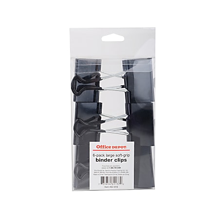 Office Depot Brand Binder Clips Large 2 Wide Black Pack Of 6