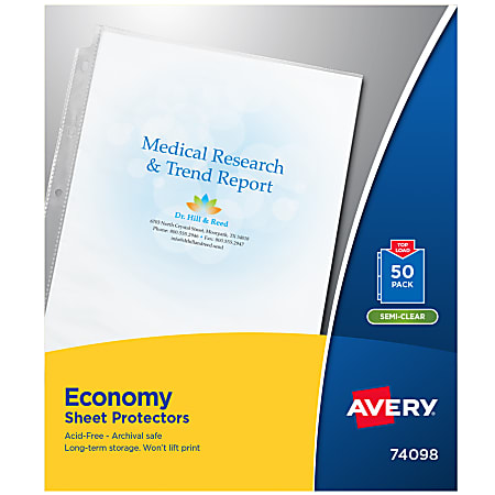 Avery Economy Sheet Protectors Top Load 8 12 x 11 Semi Clear 50