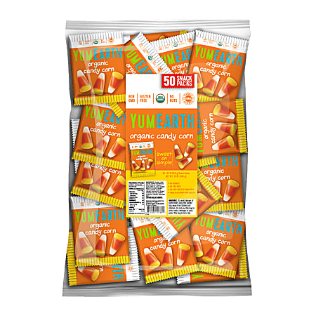 YumEarth Organic Candy Corn, 0.7 Oz, Pack Of 50 Bags