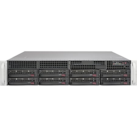 Supermicro SuperChassis 825TQ-R740LPB (Black) - Rack-mountable - Black - 2U - 10 x Bay - 3 x Fan(s) Installed - 2 x 740 W - ATX, EATX Motherboard Supported - 3 x Fan(s) Supported - 8 x External 3.5" Bay - 2 x Internal 3.5" Bay - 7x Slot(s) - 2 x USB(s)