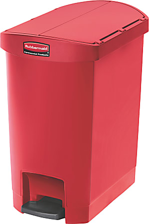 Rubbermaid® Slim Jim Resin Step-On Trash Container, 8 Gallons, Red