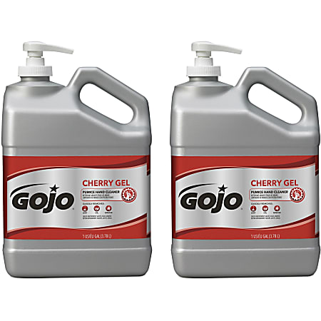 GOJO® Cherry Gel Pumice Hand Soap Cleaner, Cherry Scent, 128 Oz, Carton Of 2 Pump Bottle Dispensers