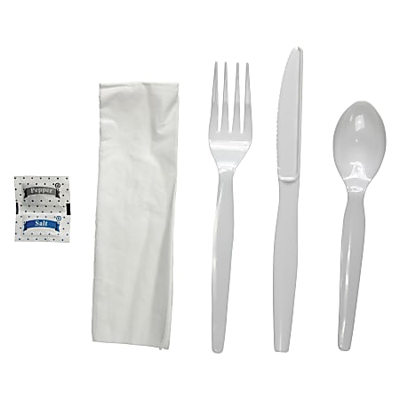 Boardwalk® Heavyweight 6-Piece Cutlery Kits, White, Carton Of 250 Kits