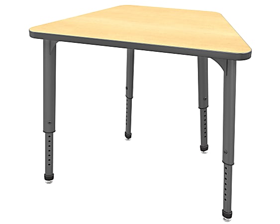 Marco Group Apex™ Series Adjustable Trapezoid Student Desk, Fusion Maple/Gray