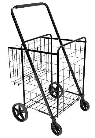 Mount-It! MI-907 Rolling Utility Shopping Cart, 22"H x 18"W x 16"D, Black