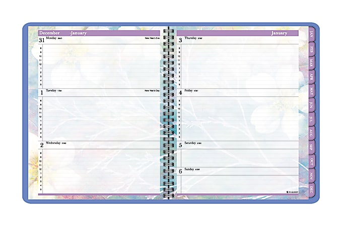 AT-A-GLANCE® Weekly/Monthly Fashion Planner, 8 1/2" x 11", 30% Recycled, Floral Dreams, Blue, January–December 2015