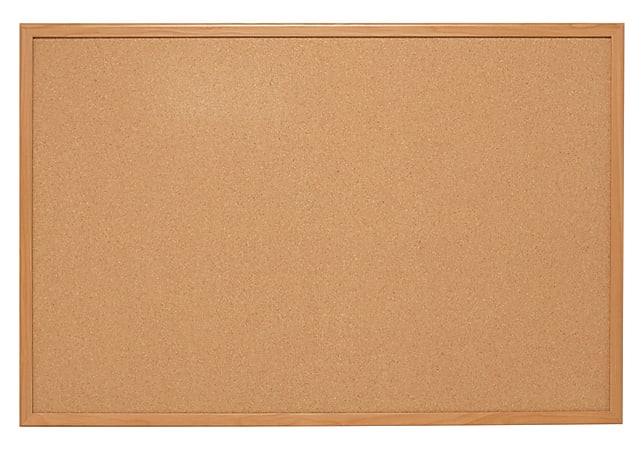 Quartet® Natural Cork Bulletin Board, 36" x 24", Wood Frame With Oak Finish