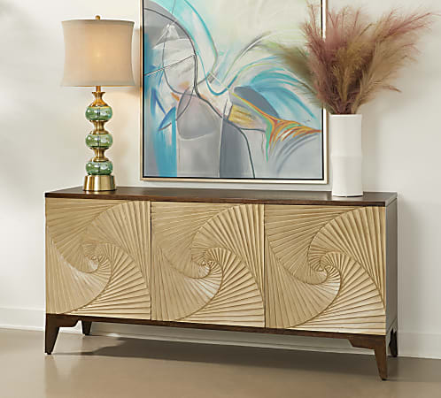 Coast to Coast Ogallala 70"W Transitional Credenza With 3 Doors, Brown