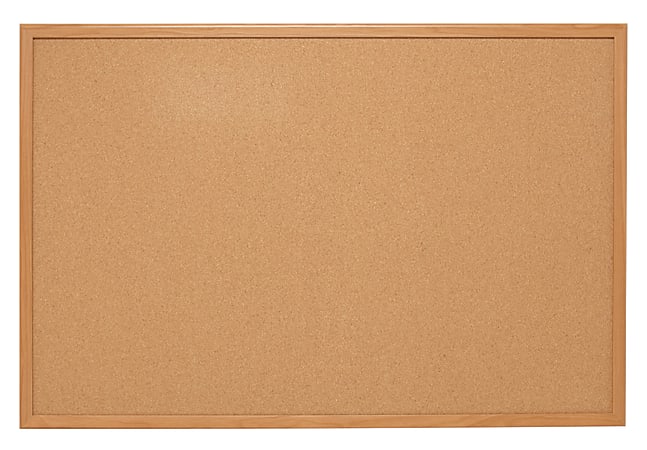 Quartet® Natural Cork Bulletin Board, 48" x 36", Wood Frame With Oak Finish