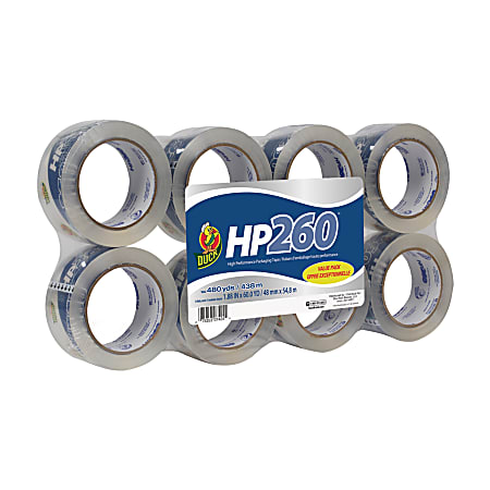 Duck® HP260™ Packaging Tape, 1-7/8" x 60 Yd., Clear, Pack Of 8 Rolls