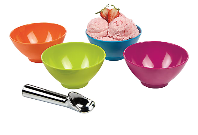 iGnite Ice Cream Bowl Set With Scooper, Assorted Colors