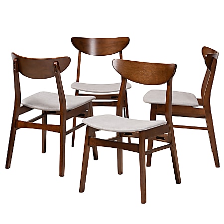 Baxton Studio Parlin Dining Chairs, Light Gray/Walnut Brown, Set Of 4 Chairs