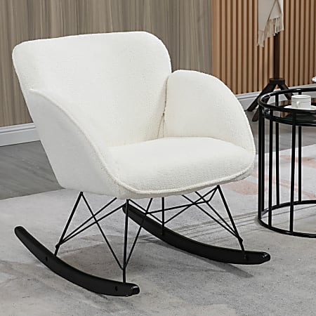 Glamour Home Ayan Boucle Fabric Rocking Chair, White/Black