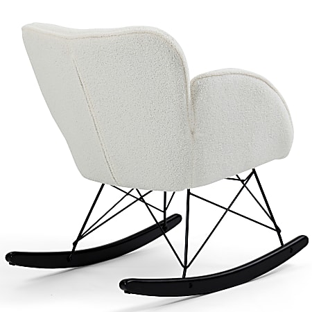 Glamour Home Ayan Boucle Fabric Rocking Chair WhiteBlack Office