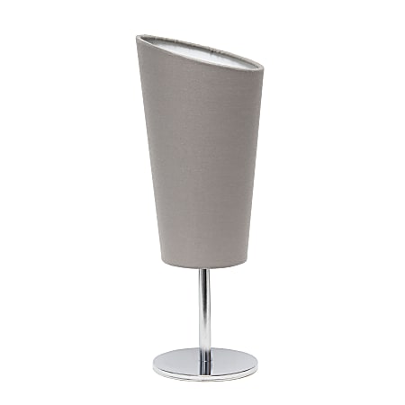 Simple Designs Mini Chrome Table Lamp With Angled Shade, 12-5/8"H, Gray Shade/Chrome Base