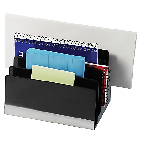 Innovative Storage Designs Workspace Accessories 5-Slot Desk Sorter, 4 7/8"H x 6 3/5"W x 4 2/5", Black