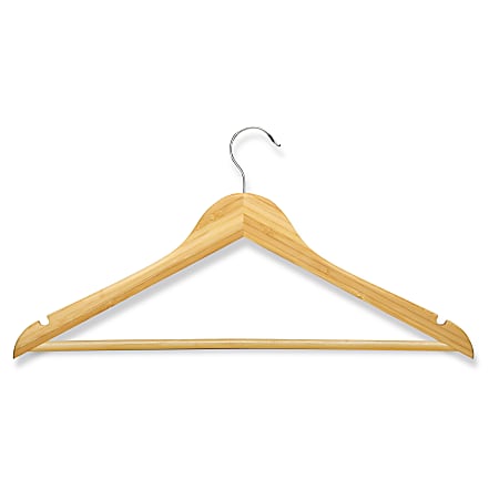 Honey-Can-Do Wood Hangers, Curved Wide-Shoulder Suit, Bamboo, Pack Of 8