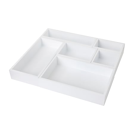 Martha Stewart Enzo 6-Piece Desk Drawer Organizer Set, 2"H x 15"W x 13"D, White