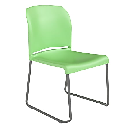 Flash Furniture HERCULES Series Full-Back Contoured Stacking Chair with Metal Sled Base, Green, 880 lb Capacity