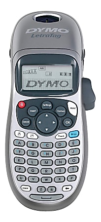 Dymo LetraTag LT-100H Electronic Label Maker - Thermal Transfer - 0.27 in/s Mono - 180 dpi - Label, Tape - 0.50" - LCD Screen - Battery - 4 Batteries Supported - AA - Silver - Handheld - ABCD Keyboard, Date Function, Auto Power Off - for Home, Office