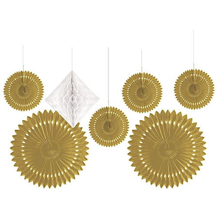 Amscan Paper Decorating Kit, Gold, Set Of 9 Pieces