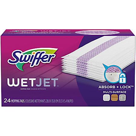 Swiffer® WetJet System Refill Cloths, 14" x 3", 24 Cloths Per Pack, Box Of 4 Packs