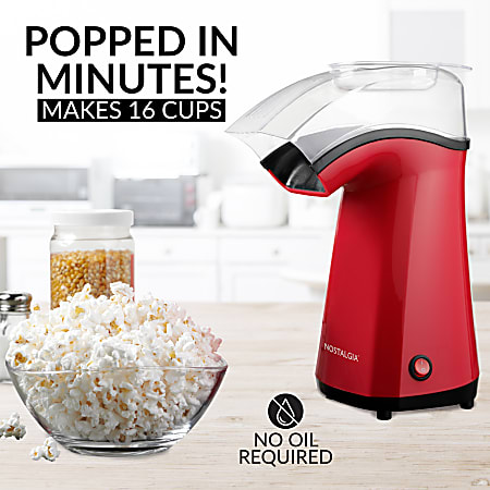Nostalgia 16 Cup Air Pop Popcorn Maker Red Office Depot