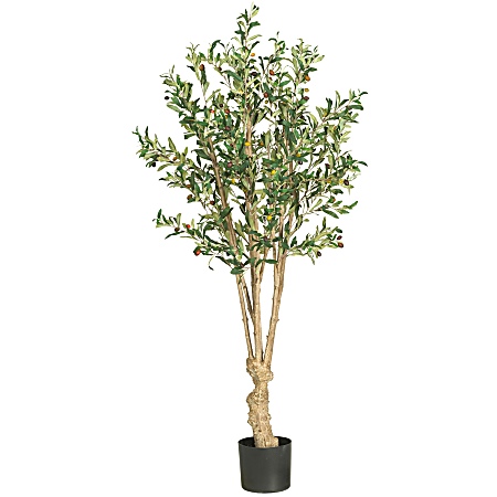 Nearly Natural 5H Silk Olive Tree With Pot Green - Office Depot