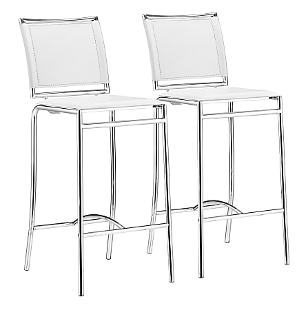 Zuo Modern Soar Bar Chairs, White, Set Of