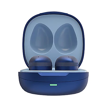 Blue wireless earbuds with charging case 2025