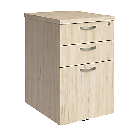 Bush Business Furniture Easy Office 3 Drawer Rolling File Cabinet, Natural Elm, Standard Delivery