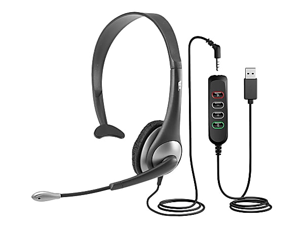 Cyber Acoustics AC-104USB - Headset - on-ear - wired - 3.5 mm jack