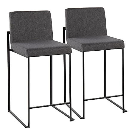 LumiSource Fuji Contemporary Counter Stools, Black/Charcoal, Set Of 2 Stools