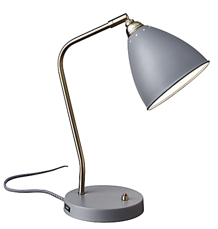 Adesso® Chelsea Desk Lamp, 21"H, Gray Shade/Gray Base