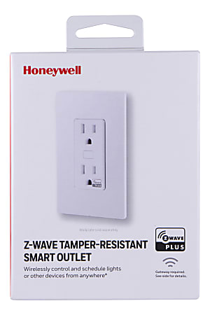 Honeywell Z-Wave Plus Tamper-Resistant Smart Outlet, White, 39349