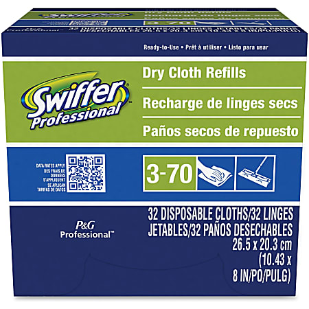 Swiffer® Sweeper Dry Cloth Refills, 10-5/8" x 8", White, 32 Cloths Per Box, Carton Of 6 Boxes