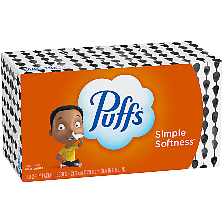 Puffs White 2-Ply Facial Tissue, 180 Sheets Per Box, Case Of 24 Boxes